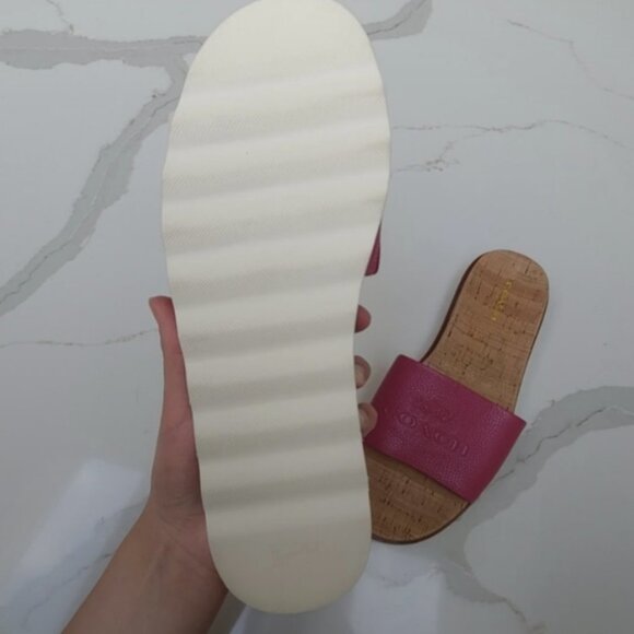 Coach Spruce Open Toe Leather Slides Sandal' In Pink - Picture 3 of 5